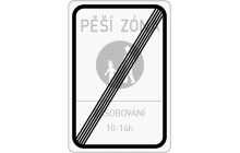 Dopravní značka „Konec pěší zóny“ (č. IZ 6b) označuje konec pěší zóny (tj. oblasti, například části obce, určené především pro chodce). Ve spodní části značek se vyznačuje vhodným nápisem nebo symbolem, kterým vozidlům je vjezd do této oblasti povolen a popřípadě v jaké době. Značka „Konec pěší zóny“ může být umístěna vlevo při výjezdu z pěší zóny z opačné strany značky „Pěší zóna“. TestImage